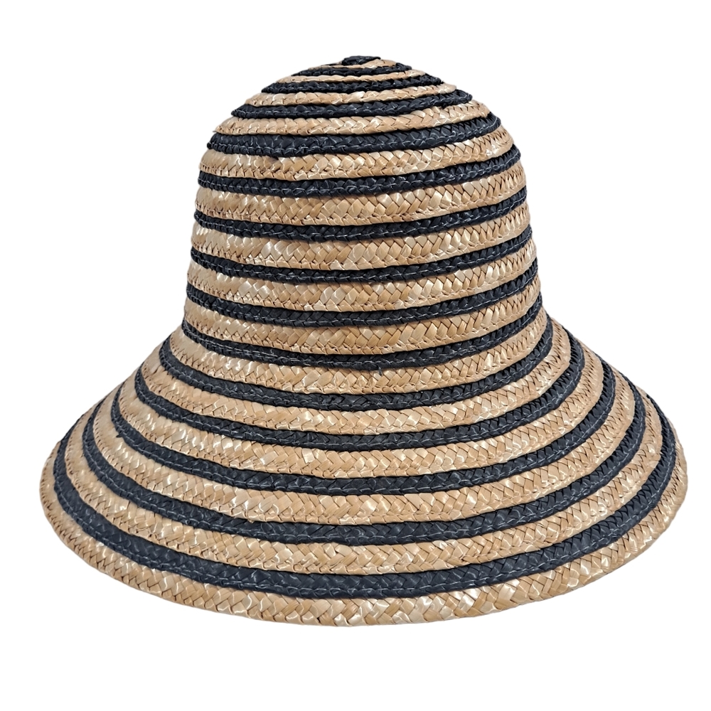 Magid Hats Wheat Straw Blue Tan Striped Floral Accent NWT - Picture 4 of 10